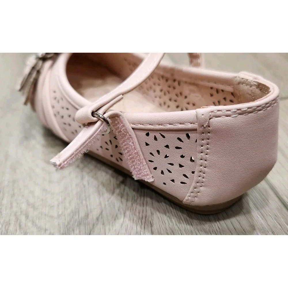 Girls Toddler Light Pink Butterfly‎ Dress Shoes Spring Easter Wedding Size 7